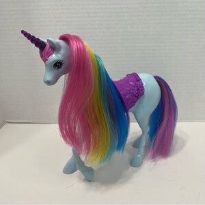 BARBIE Doll Blue Unicorn Horse with rainbow hair toy